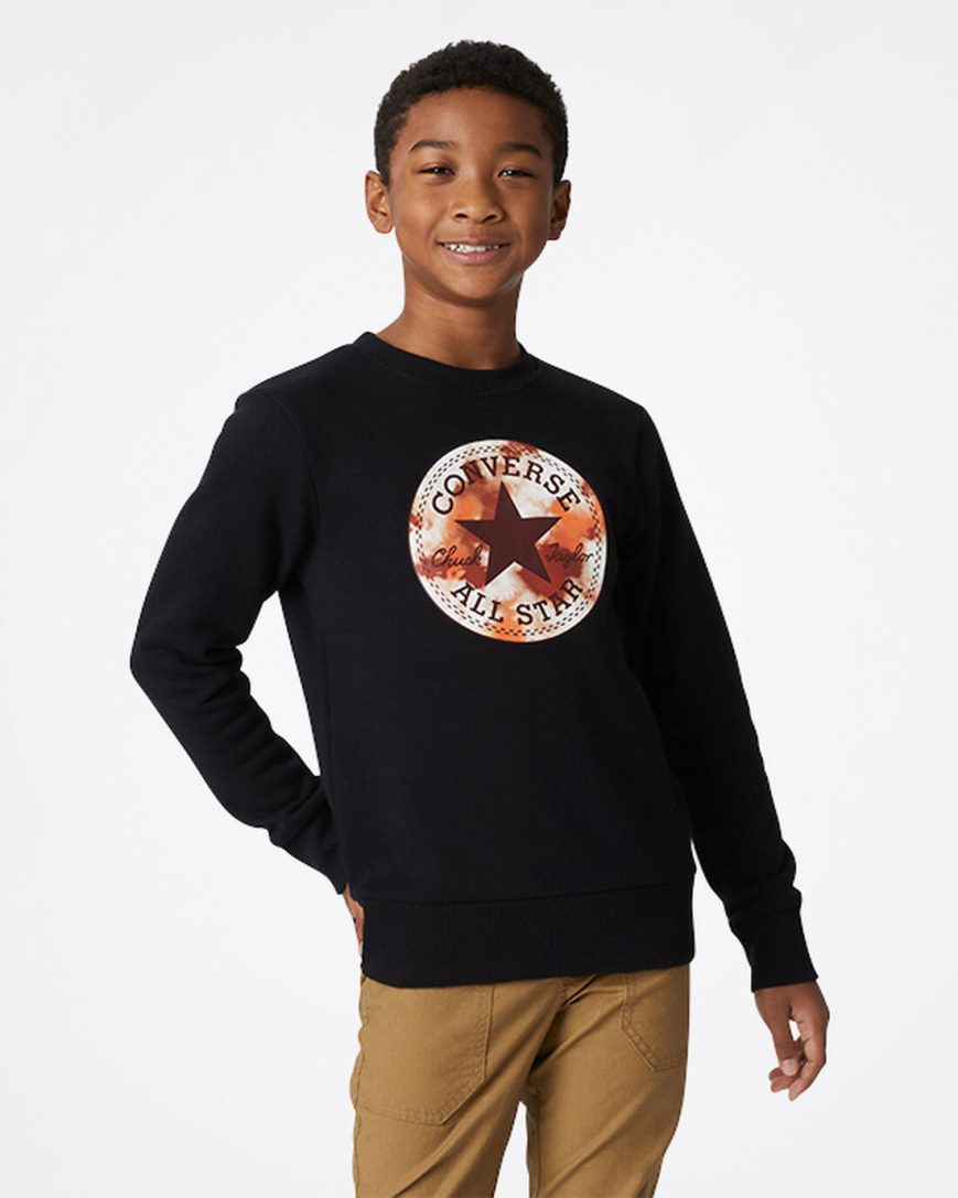 Boys\' Converse Into The Wild Fleece Crew Sweatshirts Black | AU 3E851J